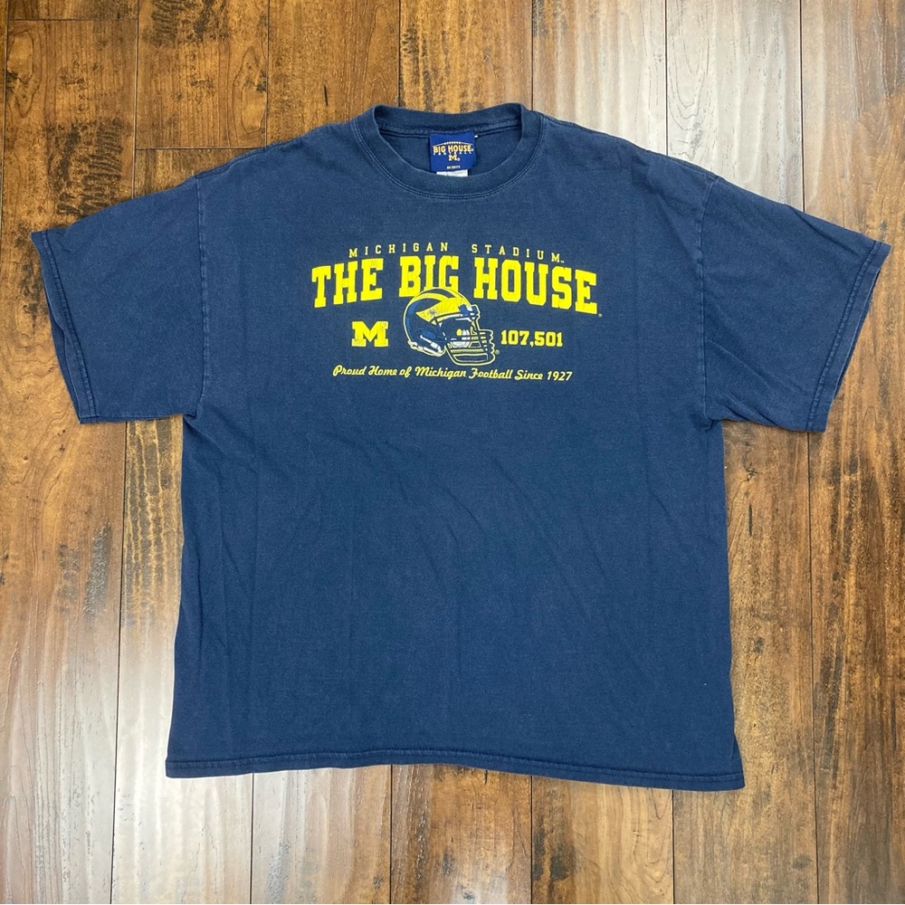 MICHIGAN WOLVERINES The Big House Stadium Shirt Blue Adult XL Y2K